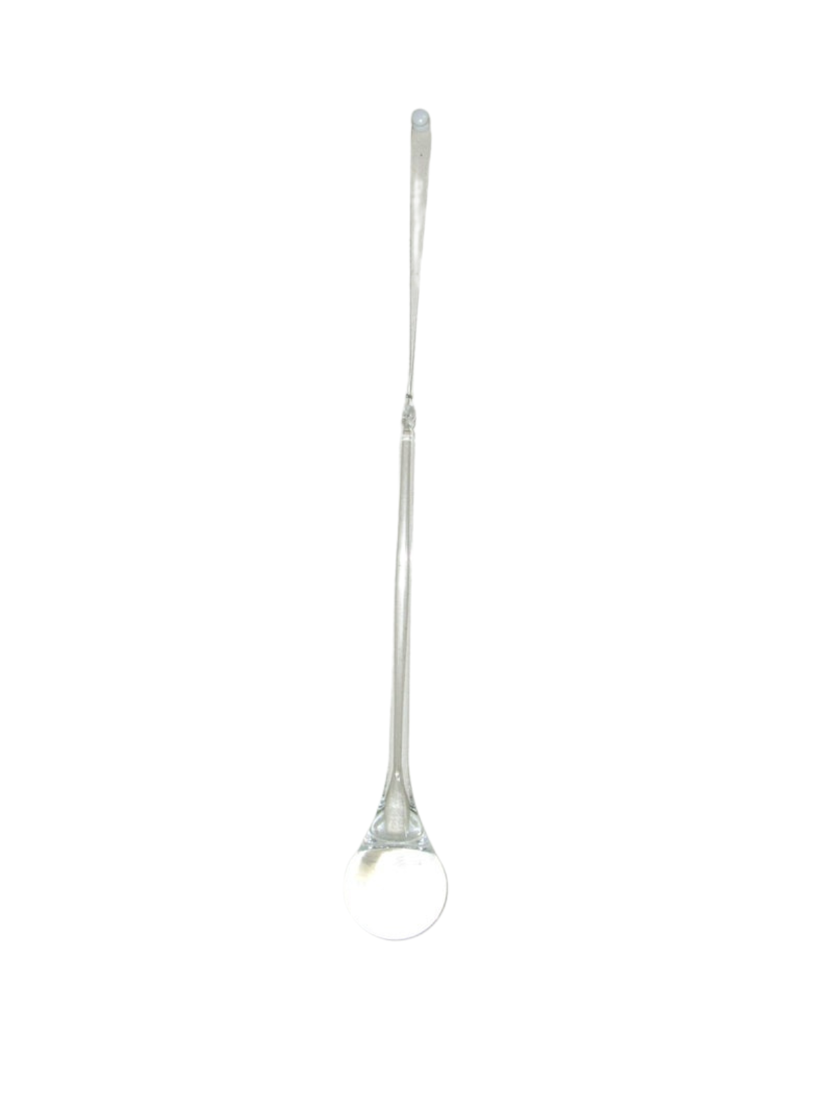 Long clear acrylic raindrop ornament suspended from a thin fishline.