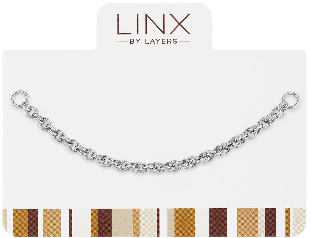 Silver rope chain LINX add-on accessory on a white display card with brand logo.