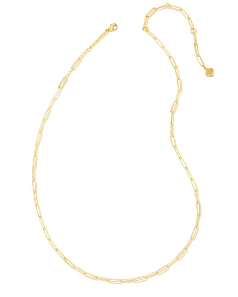 Courtney Paperclip Necklace in 14k gold over brass with a lobster clasp and extender.