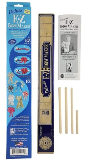 Black EZ Bow Maker tool with adjustable metal arms designed for crafting custom bows.