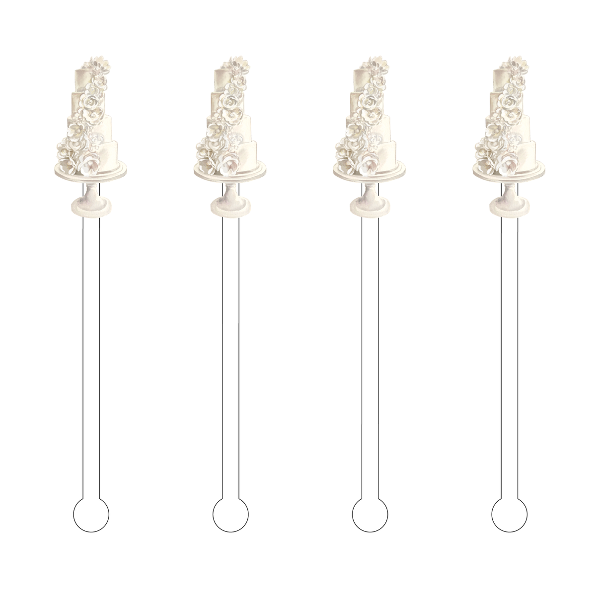 Floral cascade acrylic stir sticks with white base and pink flower pattern