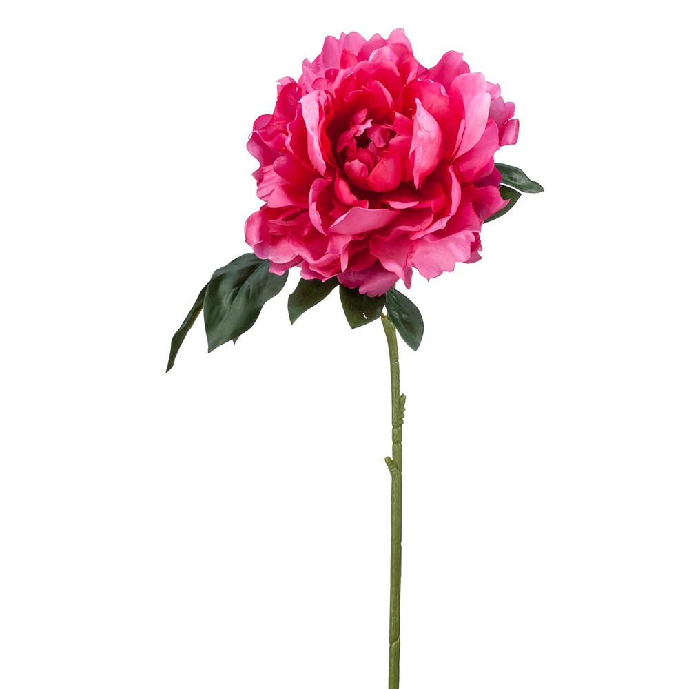 Polyester peony spray flower arrangement in beauty pink with wire stems