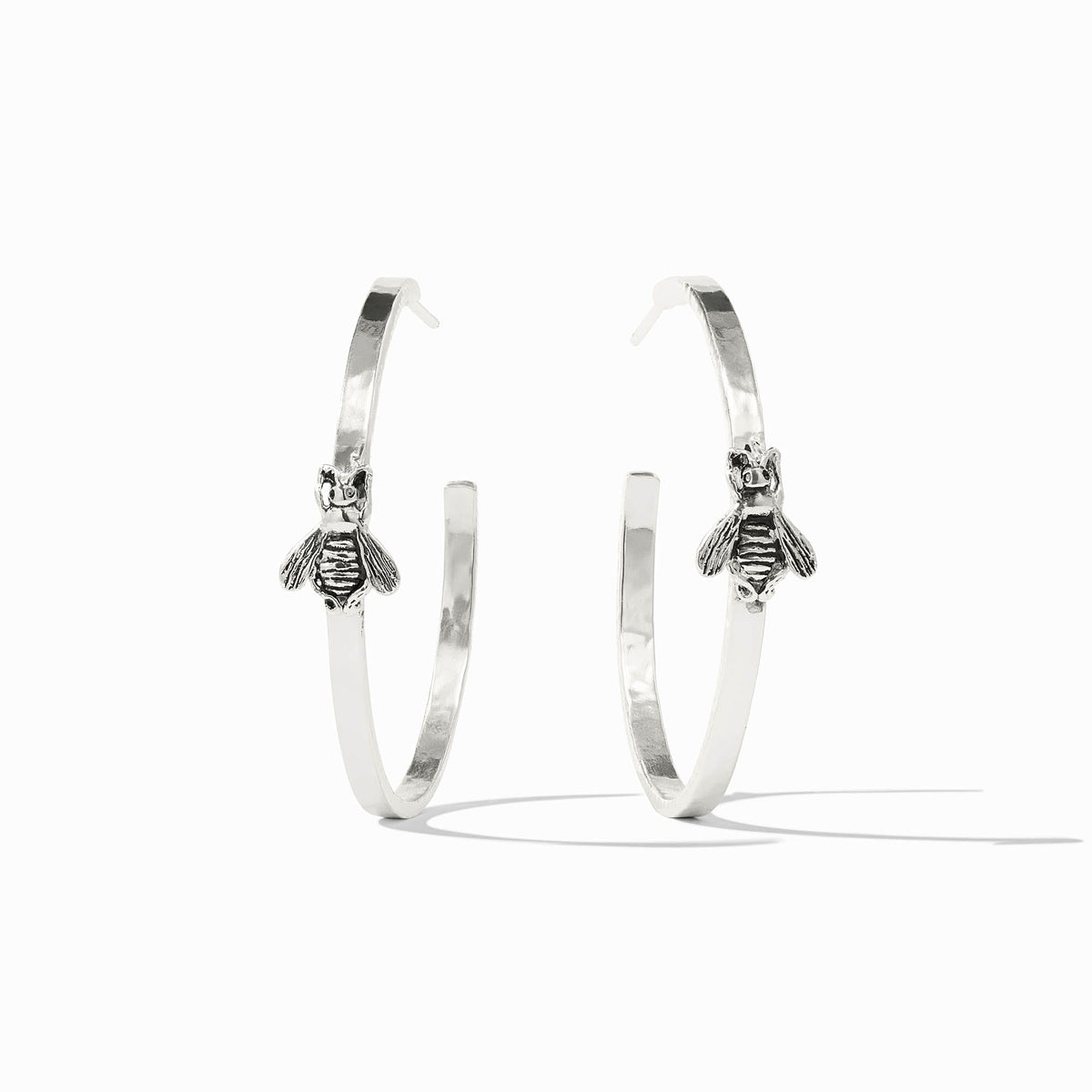 Silver hoop earrings with Julie Vos hallmark