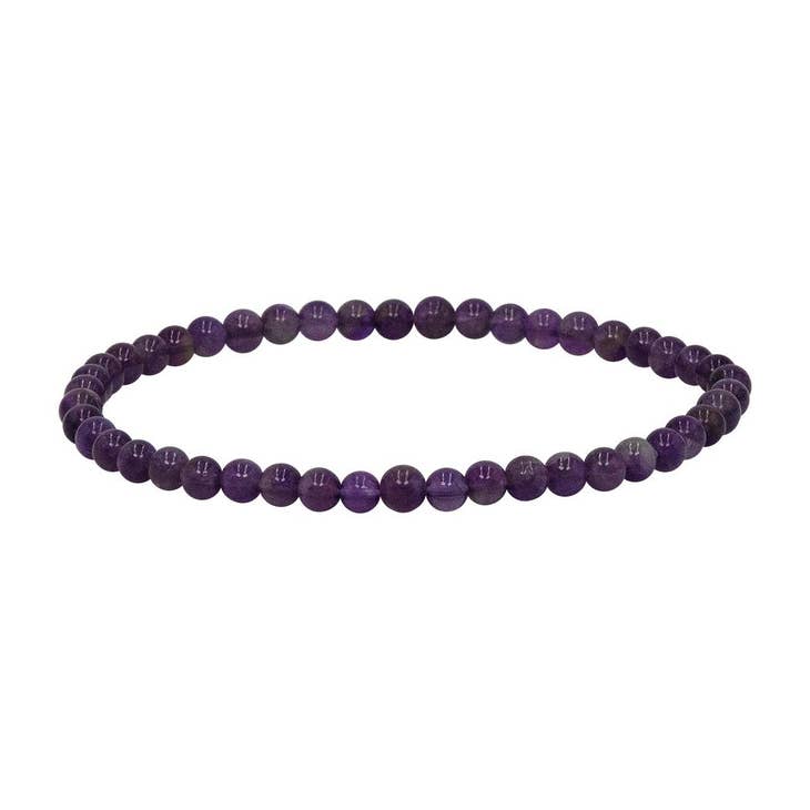 Classic 4mm gemstone beaded bracelet with a simple string pattern.