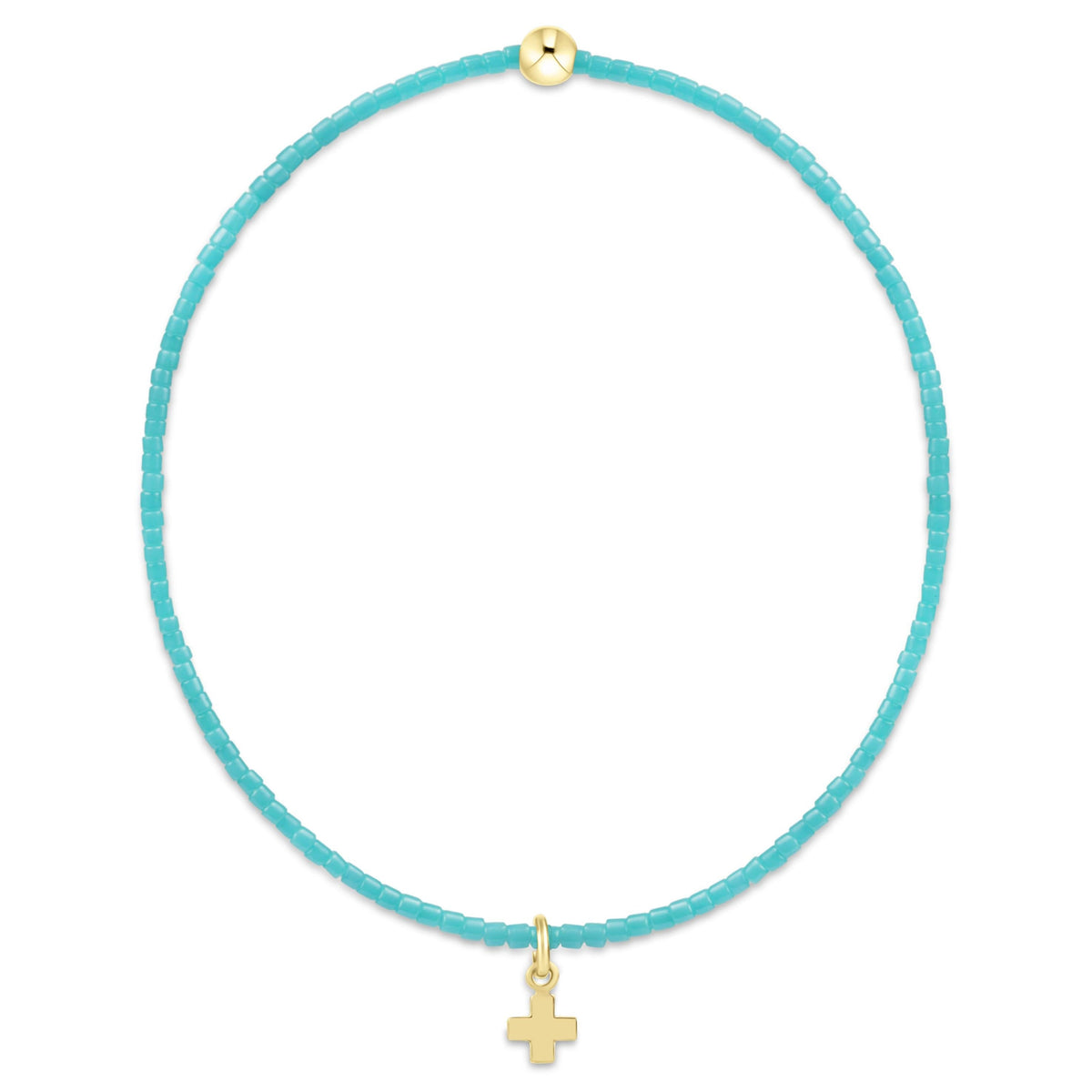Hope Classic Bracelet with 2mm turquoise seed beads and a 14kt gold-filled signature cross charm.