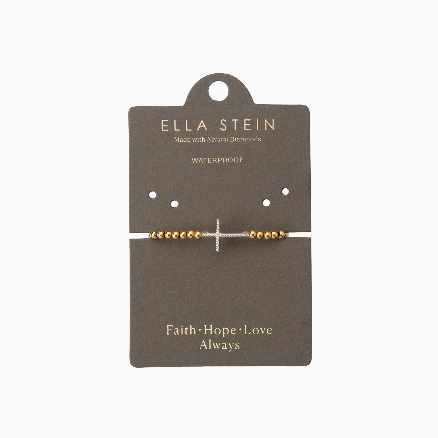 Waterproof stainless steel beaded bracelet in gold-plated finish with a Believe charm detail