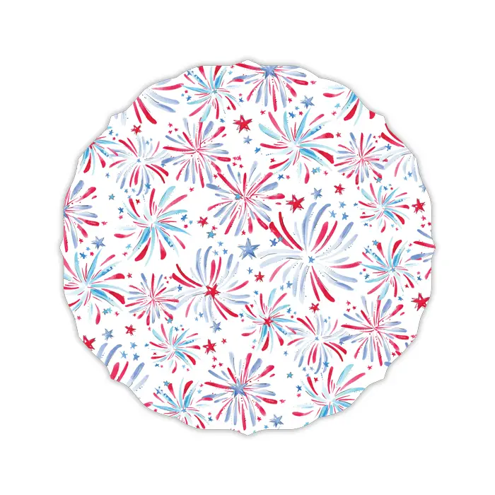 Die-cut paper placemat in a decorative shape with scalloped edges.