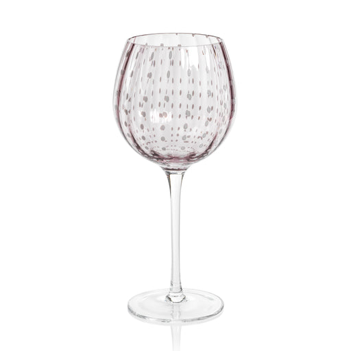 Portofino white dot wine glass in purple with a dotted pattern