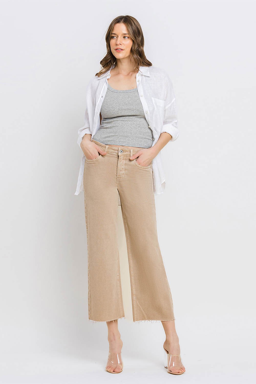 Stella High Rise Crop Wide Leg Jeans