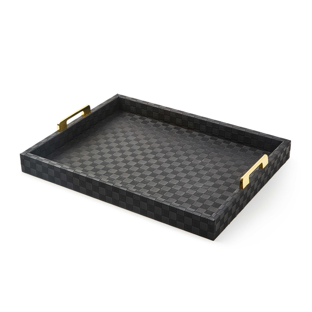 Black Faux Leather Tray