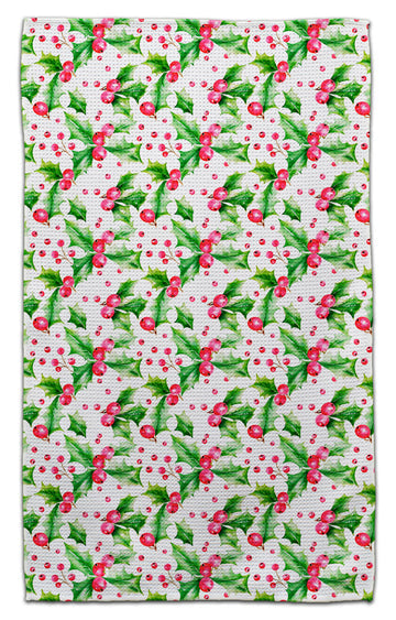 Waffle weave eco-friendly towel in neutral tone with textured grid pattern.