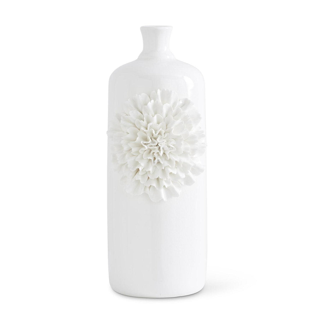 White Ceramic Bottles With White Carnations