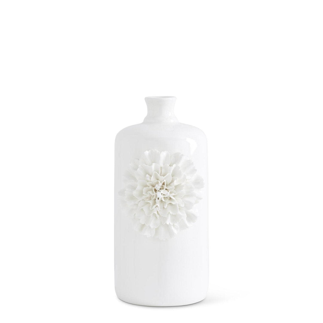 White Ceramic Bottles With White Carnations