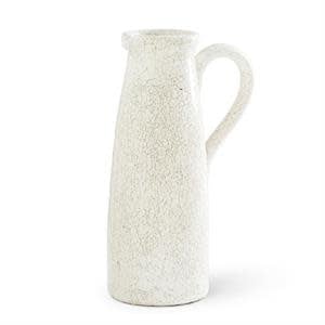 White ceramic pitcher with a crackled glaze finish