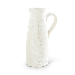 White ceramic pitcher with a crackled glaze finish