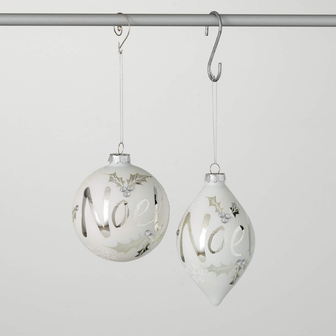 White Silver Noel Ornaments