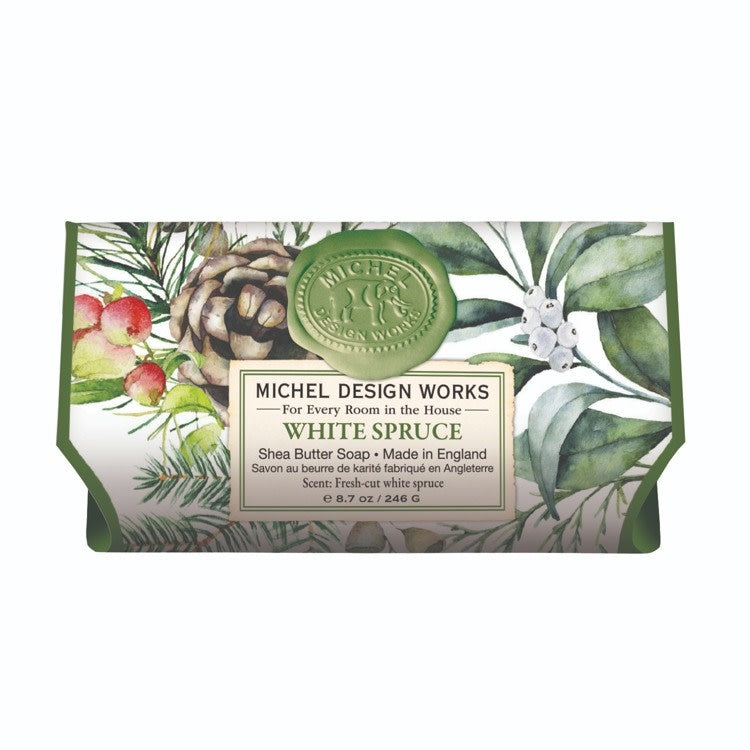 Large white spruce bath soap bar with natural texture
