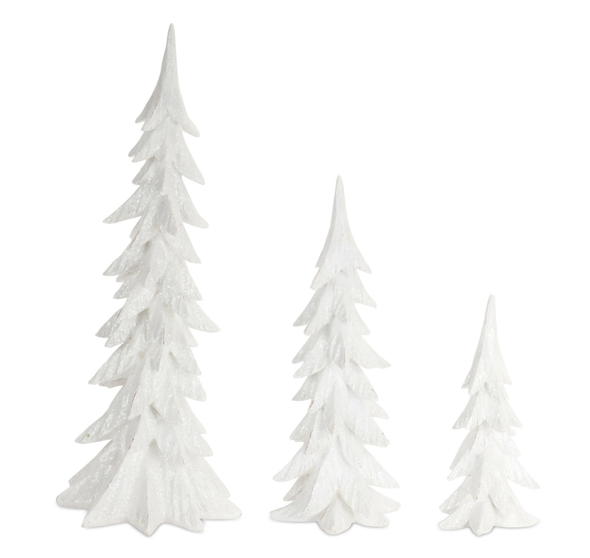 White polyresin tree decor piece with sleek minimalist branches on a stand