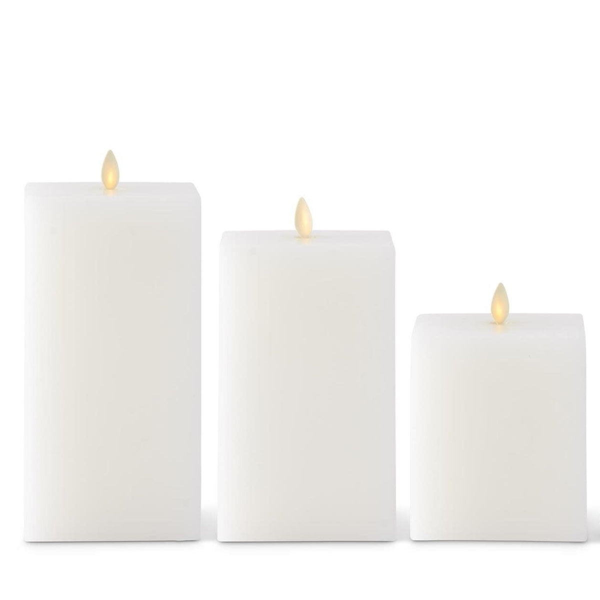 White Wax Luminara large square flameless candle with soft flicker effect