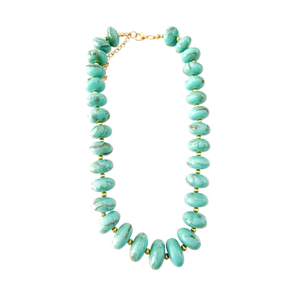 Holly Chunky Beaded Necklace - Turquoise