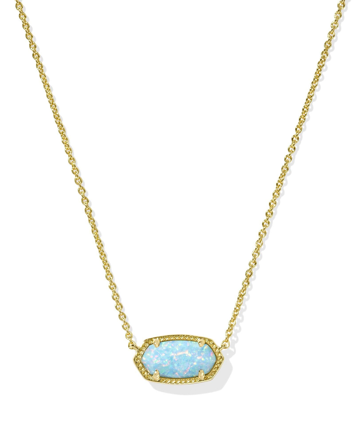 Elisa Short Pendant Necklace in gold-tone metal with a small rectangular pendant on an adjustable chain.