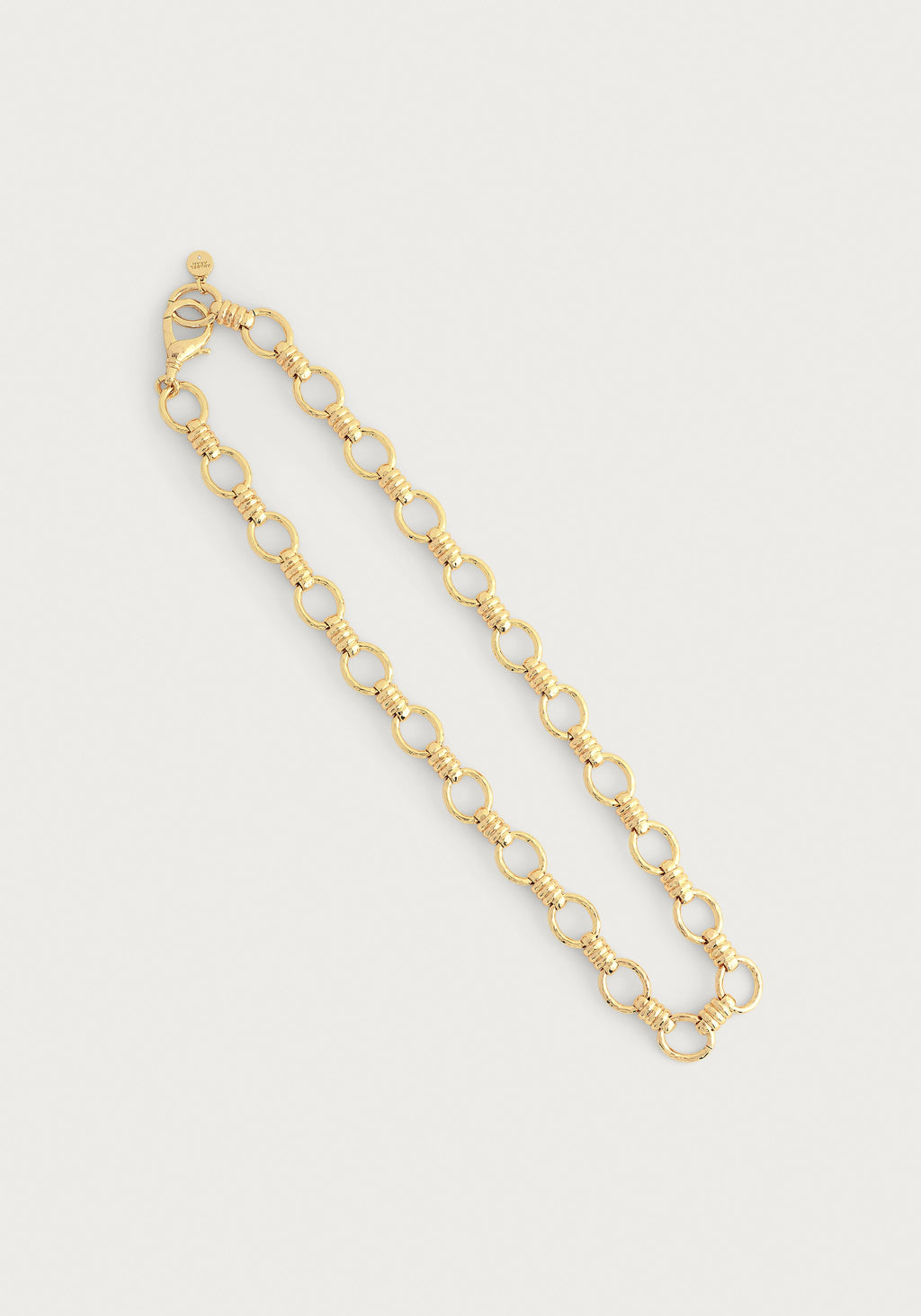 Gold Neptune Chain Necklace featuring textured oval links and a lobster clasp closure.