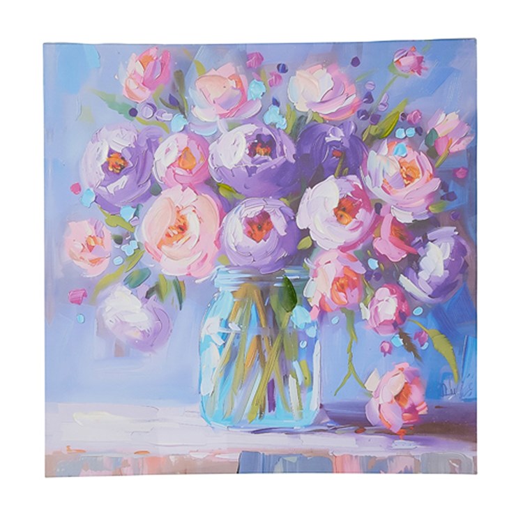 Medium purple floral wall art on canvas with MDF backing