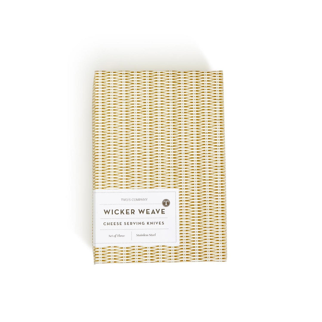 Wicker Weave Cheese Knives in Gift Box