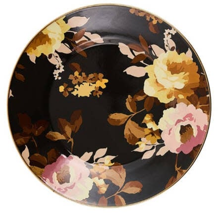 White salad plate featuring a delicate brown wild rose floral pattern with an 8-inch diameter.