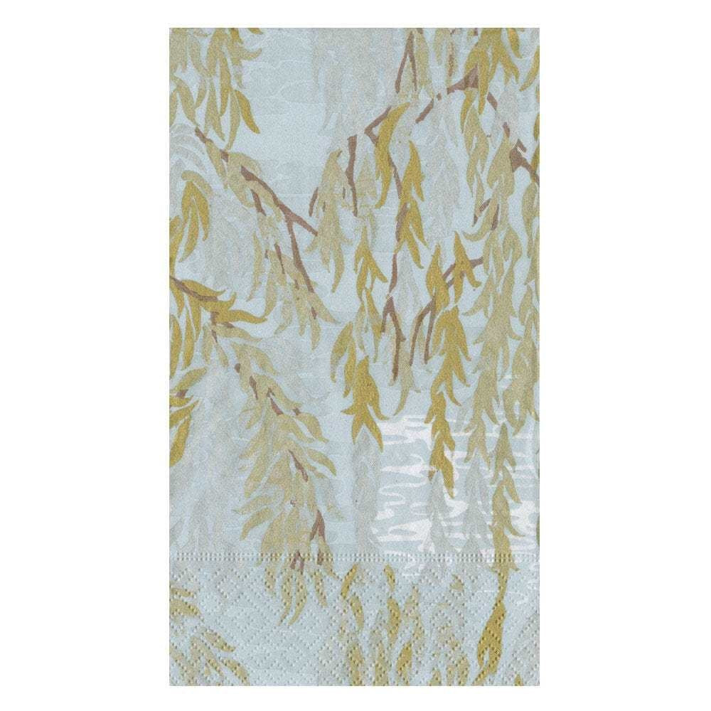 Pack of Willows Silver guest towels featuring a silver willow branch pattern on triple-ply tissue.