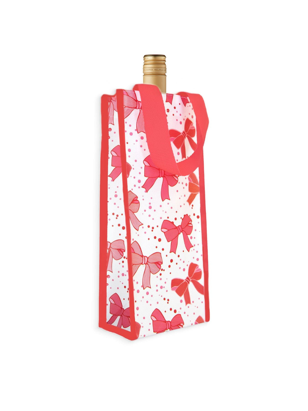 Reusable wine bag bow in natural fabric with durable straps holding a standard bottle.