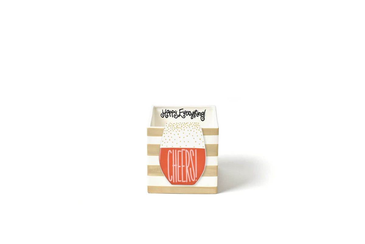 Ceramic Wine Cheers Mini Attachment with hook-and-loop fastener in white