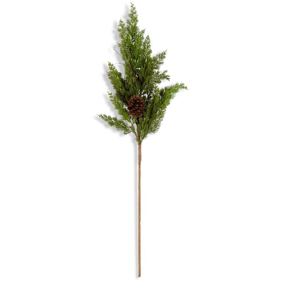 42-inch artificial cedar pine branch with twigs and natural pinecones in green
