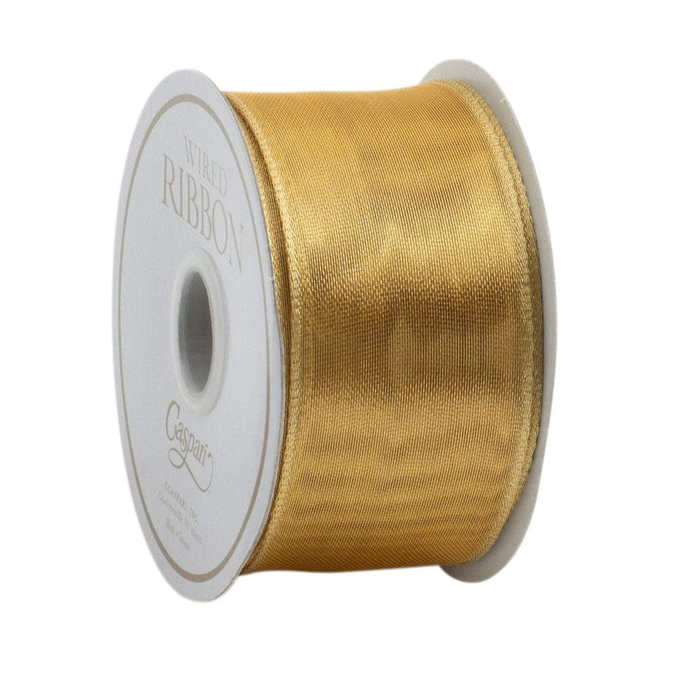 A roll of wired ribbon in a neutral tone with an elegant patterned texture.