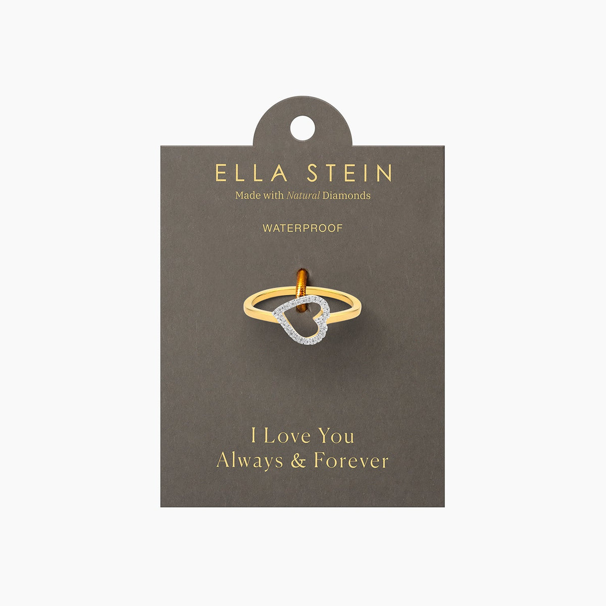 Waterproof stainless steel heart-shaped ring with soul motif in gold finish