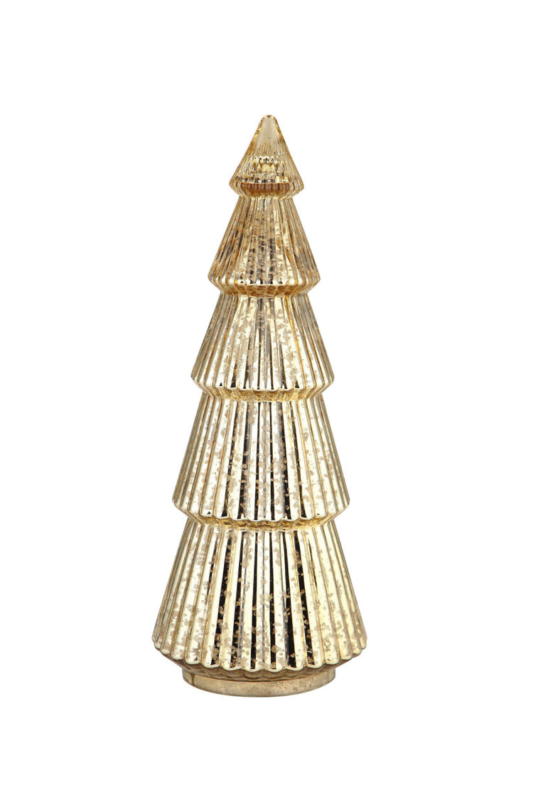 Mercury glass Christmas tree with reflective silver finish