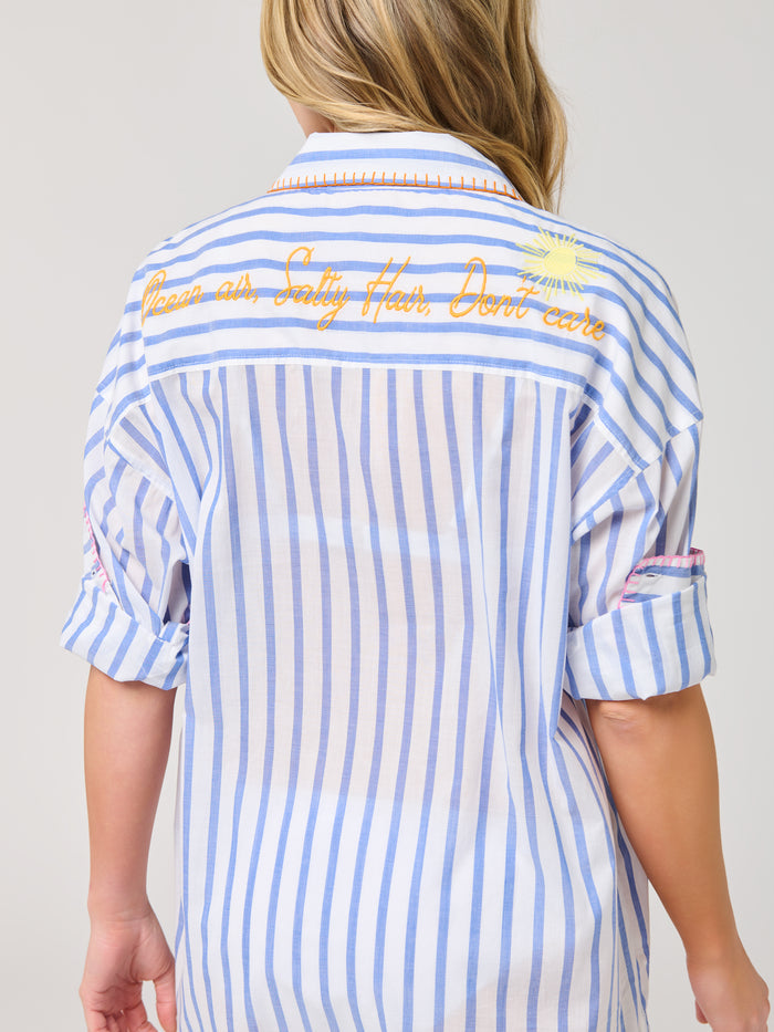 Ashley "Beach/Ocean Air, Salty Hair, Don't Care" Cover-Up Shirt