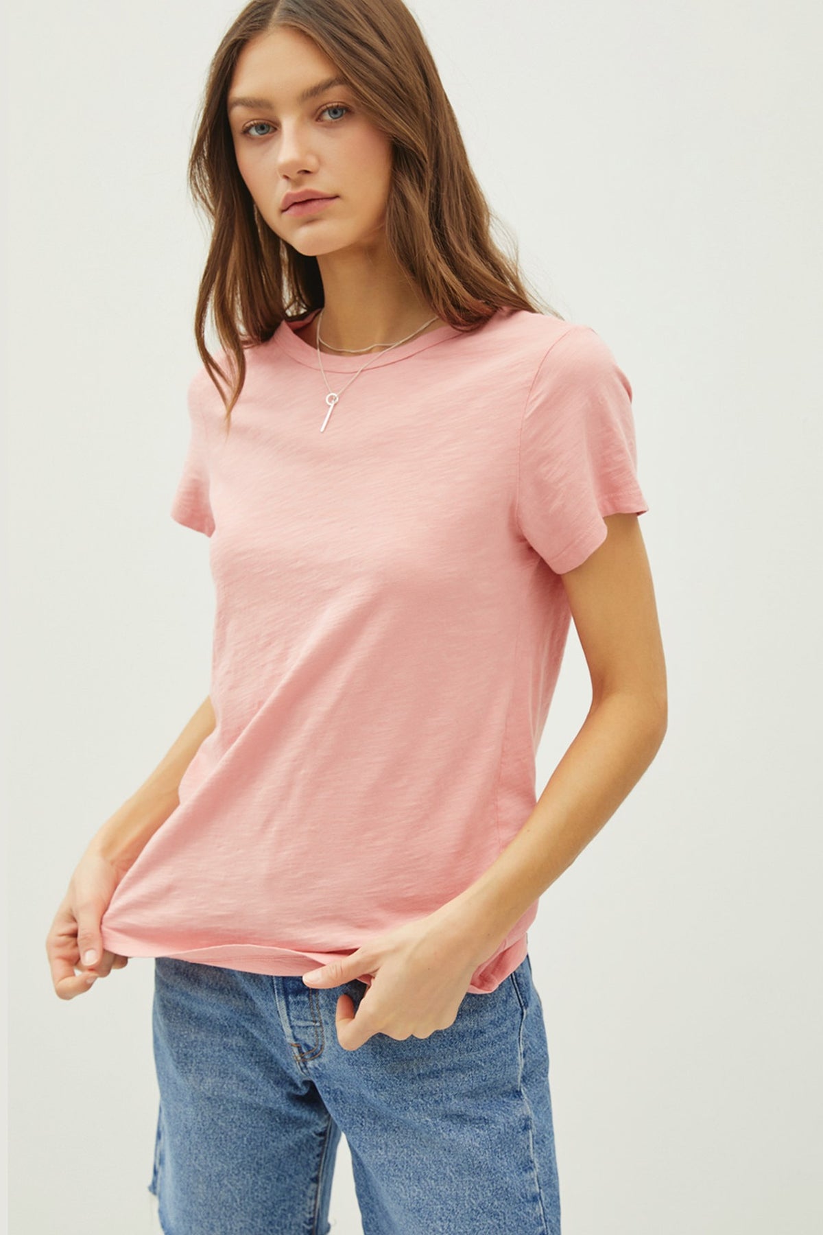 Ginny Garment Dyed Slub Tee in natural cotton with a relaxed silhouette and subtle slub texture.