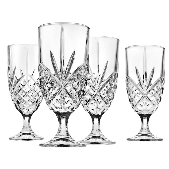 Set of Dublin Crystal ice tea glasses with a clear glass material and straight cylindrical silhouette.