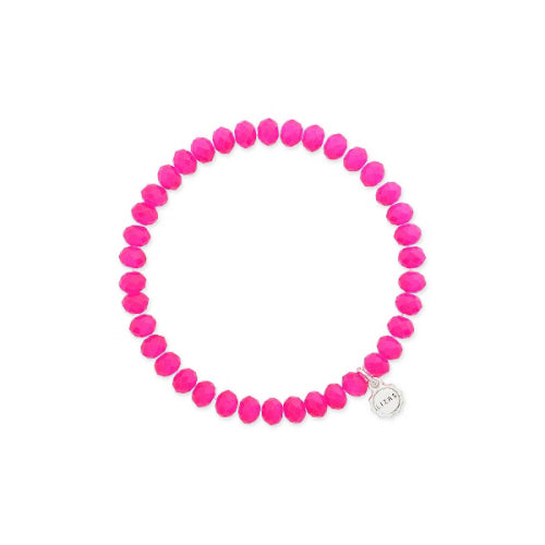 Stretchy bracelet with faceted glass beads in mixed colors.