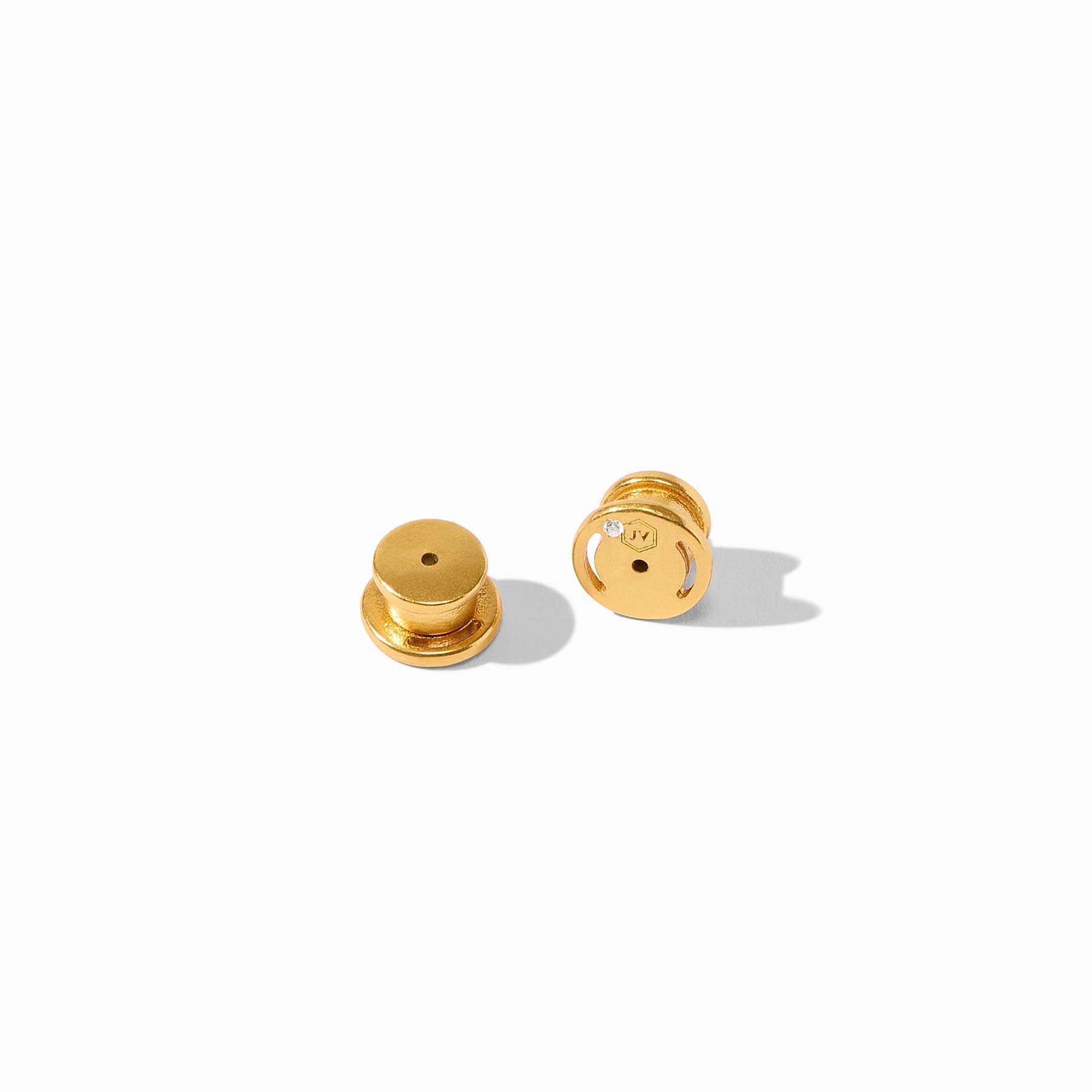 Back view of Catalina X Stud Gold earrings showing the 24K gold plated butterfly backings.