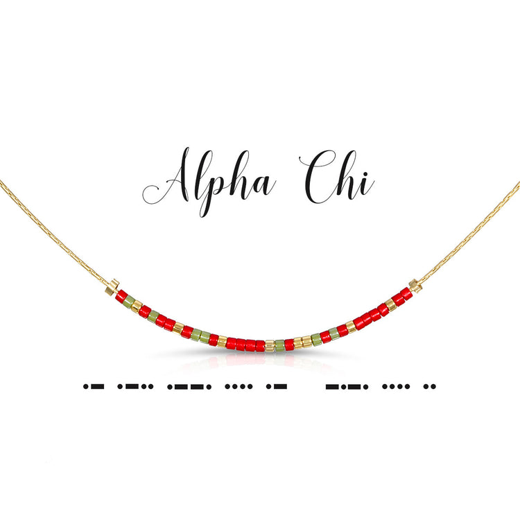 Silver Alpha Chi necklace with Greek letter pendant on a standard 16.5-inch chain.