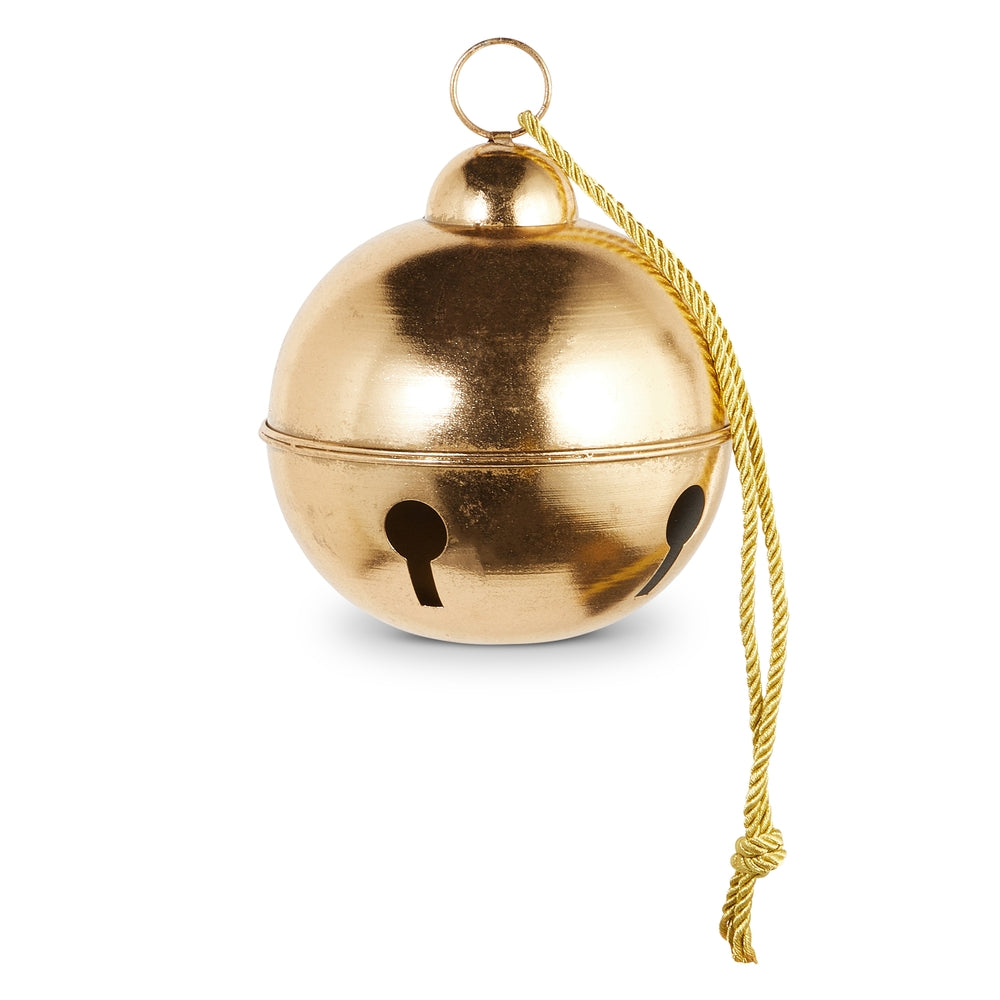 9.5-inch gold metal bell with a circular shape