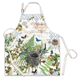 Chef apron in white cotton with adjustable neck straps and double D-rings.