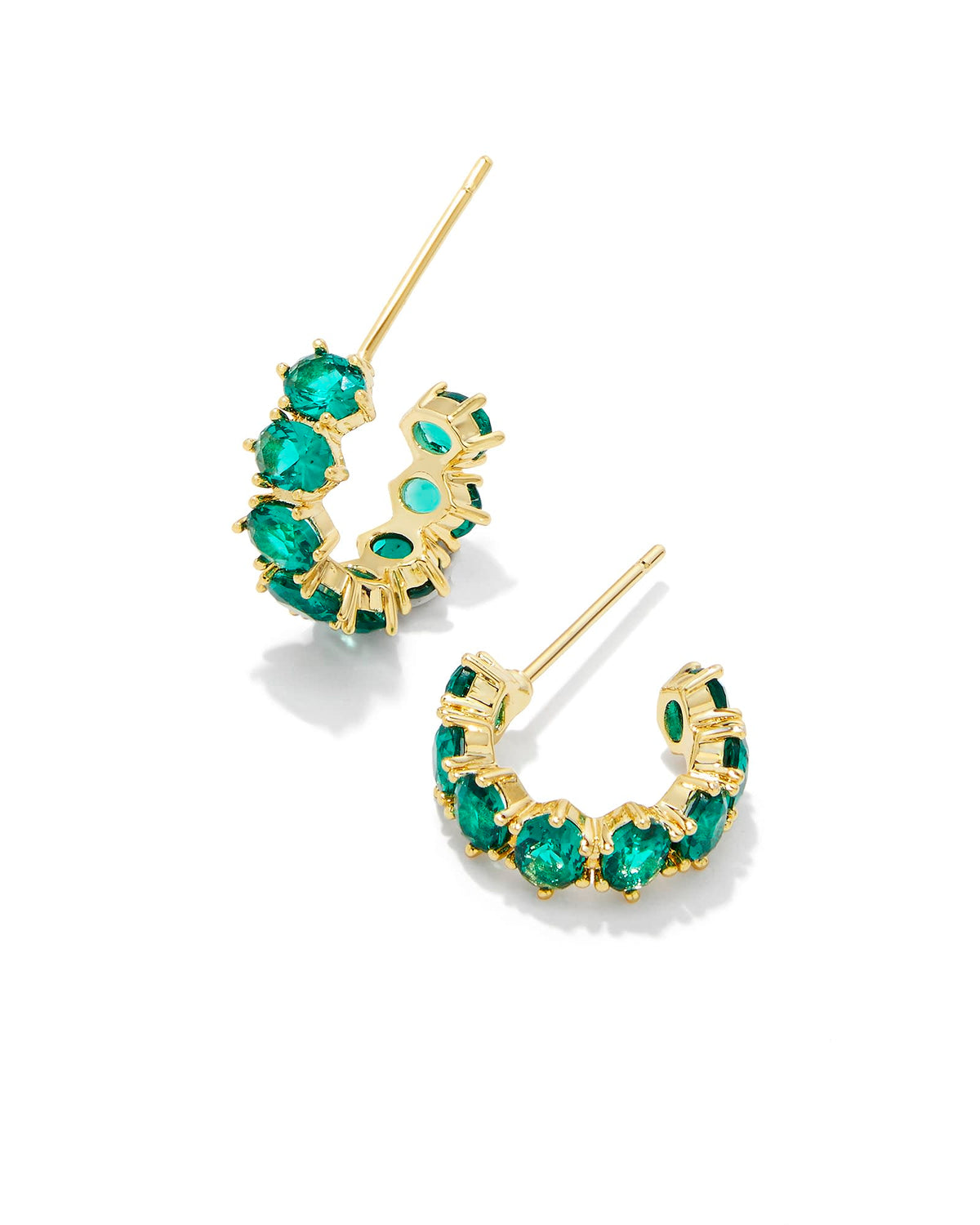 Cailin crystal huggie earrings with earpost closure in clear gemstone detail.