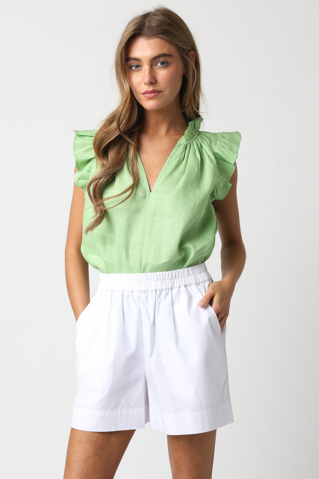 Heidi Linen Ruffle Blouse