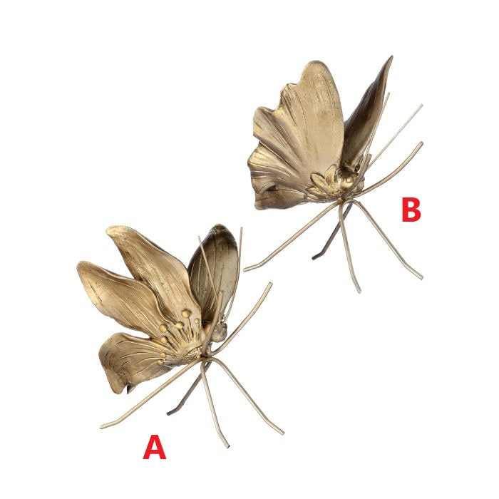 Five-inch butterfly sculpture with a resin body and metal accents in an open-wing silhouette.