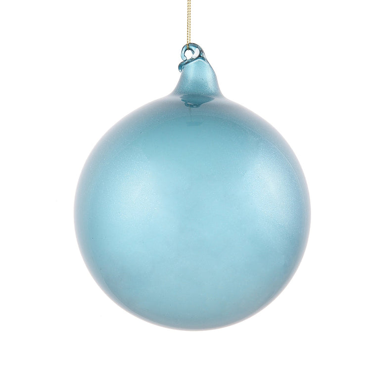 150mm light blue glitter bubblegum ball ornament with a smooth finish and hanging loop.