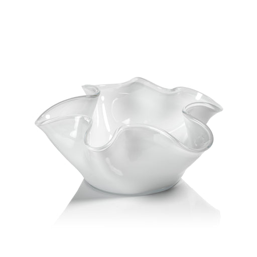 White Tropezana wave glass bowl with a curved silhouette.