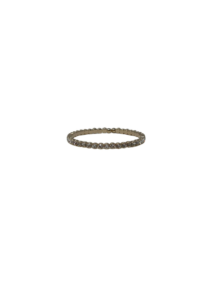 Crystal Cuff bracelet featuring a single row of clear round crystals set in a gold-tone band.